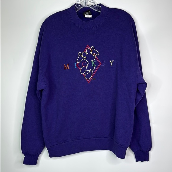 Vintage Mickey Purple Crewneck Sweatshirt Large - Picture 1 of 8